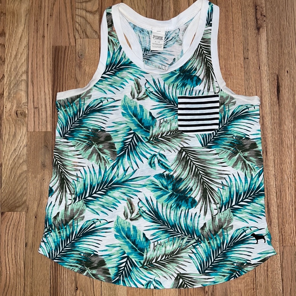 PINK Victoria Secret Palm Print Tank Size M